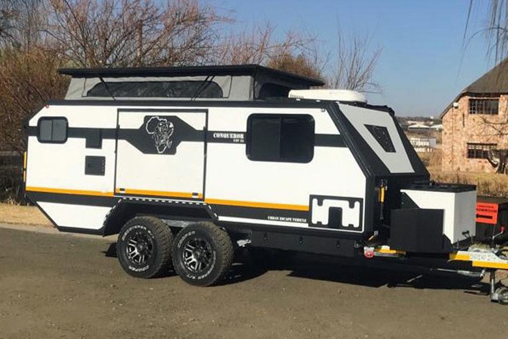 The Conqueror UEV-25 is a versatile off-road camper designed for rugged terrains. Its compact yet sturdy build allows for easy maneuverability without sacrificing essential amenities.